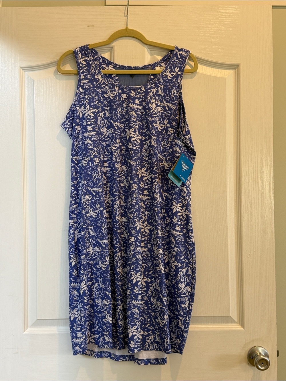 Columbia Blue and White Floral Midi Dress